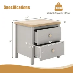 Tangkula Nightstand Farmhouse Side End Table W/ Solid Wood Legs & 2 Drawers For Bedroom -Tangkula Shop GUEST 0d9cf31b ff78 499f aa32 2e0c8e6c138e