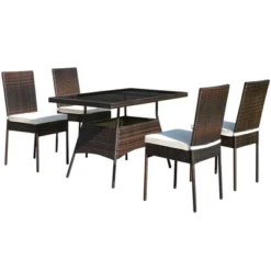 Tangkula 5PCS Rattan Patio Dining Table & Chair Set Outdoor Furniture Set W/ Cushion -Tangkula Shop GUEST 0dadd38c 5144 43a9 a4f9 e925915b1bad