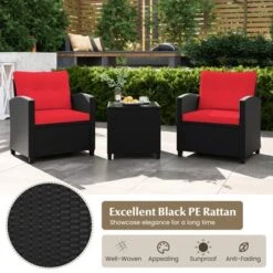 Tangkula 3 PCS Patio Furniture Set W/Tempered Glass Coffee Table Washable Cushions -Tangkula Shop GUEST 0dbf7734 d013 439e be25 6e758b6741fd