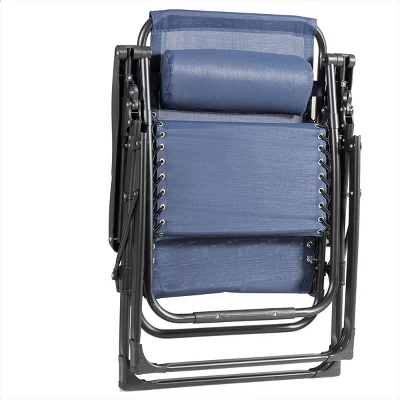 Tangkula Oversized Zero Gravity Lounge Chair - Navy Blue Folding Recliner 9 Tangkula Oversized Zero Gravity Lounge Chair - Navy Blue Folding Recliner - Image 9
