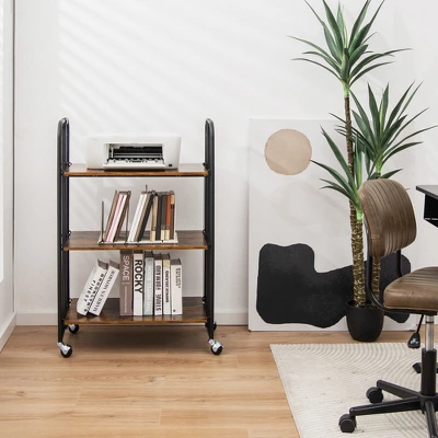 Tangkula 3-Tier Folding Bar Cart Kitchen Serving Island Utility Cart Storage Shelves 1 Tangkula 3-Tier Folding Bar Cart Kitchen Serving Island Utility Cart Storage Shelves