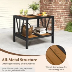 Tangkula 2-Tier Outdoor Side Table with 1.57" Umbrella Hole and Storage Shelf -Tangkula Shop GUEST 0e0978ed 01e2 4943 837a 2e619dfdde0f