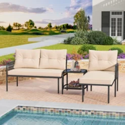 Tangkula 3-Piece L-Shaped Outdoor Rattan Sectional Sofa Set with Coffee Table -Tangkula Shop GUEST 0e264b12 2d56 40bd a930 0a4c7523f056