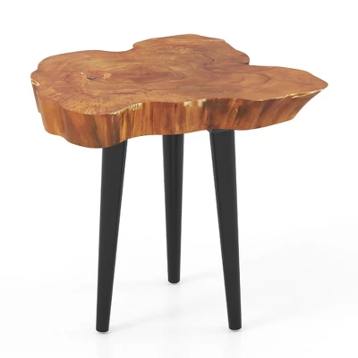 Tangkula Teak Wood End Table Solid Live Edge Outdoor Side Table W/ Irregular Tabletop 10 Tangkula Teak Wood End Table Solid Live Edge Outdoor Side Table W/ Irregular Tabletop - Image 10