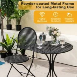 Tangkula 3-Piece Patio Bistro Set - All-Weather Metal Folding Dining Set for 2 -Tangkula Shop GUEST 0ea0efec 2840 405f bd42 11c6251bff90