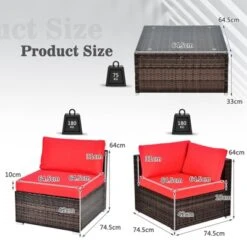 Tangkula 6-Piece Wicker Patio Sectional Furniture Set with Red Cushions -Tangkula Shop GUEST 0ed7aa57 3dff 42d6 a29e ced4109447a8