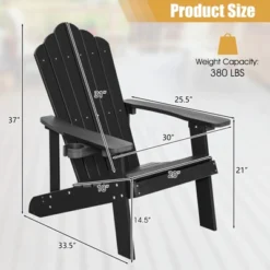 Tangkula 4PCS Adirondack Chair HIPS Adirondack Chair W/Cup Holder Realistic Wood Grain Weather Resistant Outdoor Chair For 380 LBS Weight Capacity Black/Navy/White/Teak/Dark Green/Red/Light Grey/Yellow -Tangkula Shop GUEST 0ef15c8e f0f2 4d44 9551 0106f304db39 1