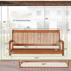 Tangkula 2-Seat Patio Hanging Wooden Porch Swing Bench with Soft Cushion -Tangkula Shop GUEST 0ef8fc5f bc2b 4f9c b914 54cdb50379ad