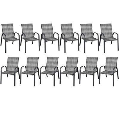 Tangkula 12PCS Outdoor PE Wicker Stacking Dining Chairs Patio Arm Chairs 9 Tangkula 12PCS Outdoor PE Wicker Stacking Dining Chairs Patio Arm Chairs - Image 9