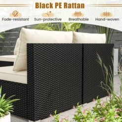 Tangkula 5 Pieces Outdoor Patio Furniture Set Sectional PE Rattan Sofa Set With Cushions And Acacia Wood Coffee Table -Tangkula Shop GUEST 0f0ef6cd 4e56 43b0 ba1f d589efd0b78f