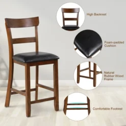 Tangkula Set Of 4 Bar Stools Vintage Wooden Dining Chair For Kitchen, Bistro Brown&Black -Tangkula Shop GUEST 0f7c404b 71f7 40f8 aaa8 e78292eb3d44