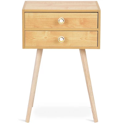 Tangkula Set Of 2 Side End Table Nightstand 2 Drawers Bedroom Room Furniture 2 Tangkula Set Of 2 Side End Table Nightstand 2 Drawers Bedroom Room Furniture - Image 2