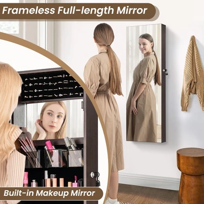 Tangkula 43.5" Jewelry Mirror Cabinet W/ Full-length Mirror & Interior Makeup Mirror 5 Tangkula 43.5" Jewelry Mirror Cabinet W/ Full-length Mirror & Interior Makeup Mirror - Image 5