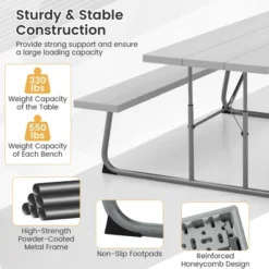 Tangkula Folding Picnic Table W/ 2 Benches 6 FT Camping Table Set W/ All-Weather HDPE Tabletop Grey 16 Tangkula Folding Picnic Table W/ 2 Benches 6 FT Camping Table Set W/ All-Weather HDPE Tabletop Grey -Tangkula Shop GUEST 0fa322a5 d7bd 4dfe b8d8 27226edccc06