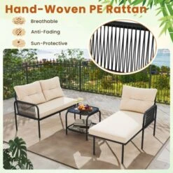 Tangkula 3-Piece L-Shaped Outdoor Rattan Sectional Sofa Set with Coffee Table -Tangkula Shop GUEST 0fb46eea e2d0 4d1d b87d 721e8417fb1f