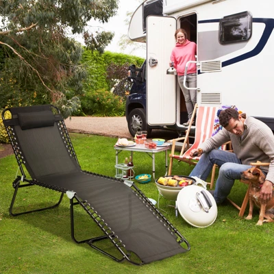 Tangkula Foldable Beach Chaise Lounge Chair with Adjustable Pillow & 4-Position Recline 4 Tangkula Foldable Beach Chaise Lounge Chair with Adjustable Pillow & 4-Position Recline - Image 4