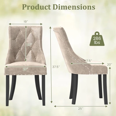 Tangkula Upholstered Dining Chairs Set Of 4 Tufted Wingback Chairs W/ Solid Wood Legs 8 Tangkula Upholstered Dining Chairs Set Of 4 Tufted Wingback Chairs W/ Solid Wood Legs - Image 8