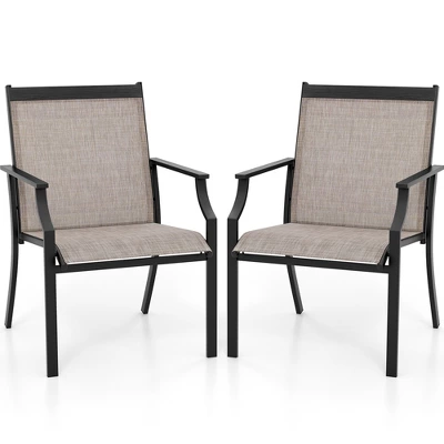 Tangkula Set of 2 Patio Dining Chairs - Breathable Outdoor Armchairs with Sturdy Metal Frame 9 Tangkula Set of 2 Patio Dining Chairs - Breathable Outdoor Armchairs with Sturdy Metal Frame - Image 9