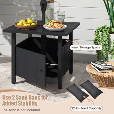 Tangkula Outdoor Side Table W/ 1.89" Umbrella Hole Patio Umbrella Table Base Stand 7 Tangkula Outdoor Side Table W/ 1.89" Umbrella Hole Patio Umbrella Table Base Stand - Image 7