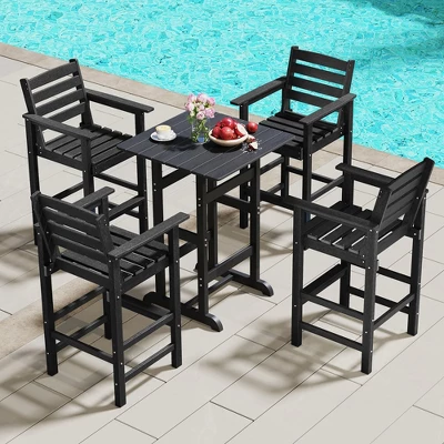 Tangkula Patio Bar Stools Set Of 4 Tall Adirondack Chair W/ Backrest Armrests & Footrests 1 Tangkula Patio Bar Stools Set Of 4 Tall Adirondack Chair W/ Backrest Armrests & Footrests
