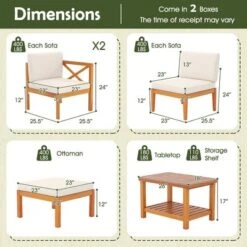 Tangkula 5-Piece Modular Acacia Wood Patio Sectional Sofa Set with Coffee Table -Tangkula Shop GUEST 103fadcb 5d4a 4db3 be0f a13325d2f419