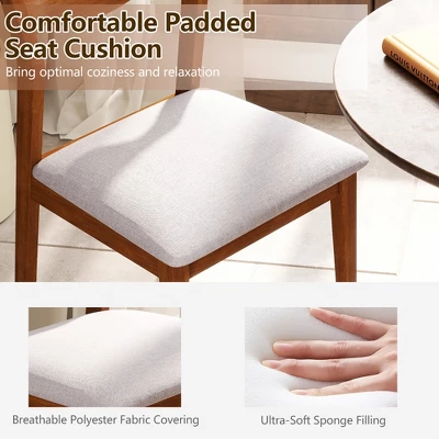 Tangkula Wooden Dining Chair Set Of 4 W/ Rubber Wood Frame Wide Padded Seat 6 Tangkula Wooden Dining Chair Set Of 4 W/ Rubber Wood Frame Wide Padded Seat - Image 6