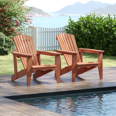 Tangkula 4PCS Solid Wood Garden Adirondack Chairs with High Backrest & Contoured Seat 2 Tangkula 4PCS Solid Wood Garden Adirondack Chairs with High Backrest & Contoured Seat - Image 2