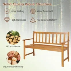 Tangkula 2-Person Outdoor Bench - 48 Inch Acacia Wood Patio Loveseat with 800lbs Capacity -Tangkula Shop GUEST 10da56f4 6419 4e3d aaab 495d9135ad66