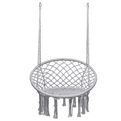 Tangkula Hammock Chair Hanging Cotton Rope Macrame Swing Chair Indoor Outdoor 6 Tangkula Hammock Chair Hanging Cotton Rope Macrame Swing Chair Indoor Outdoor - Image 6