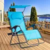 Tangkula Zero Gravity Reclining Lounge Chair with Sunshade & Side Tray - Blue