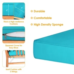 Tangkula 4pcs Wooden Patio Furniture Set Table & Sectional Sofa W/ Turquoise Cushion 13 Tangkula 4pcs Wooden Patio Furniture Set Table & Sectional Sofa W/ Turquoise Cushion -Tangkula Shop GUEST 11bba176 840c 4636 9209 4536fa11219f