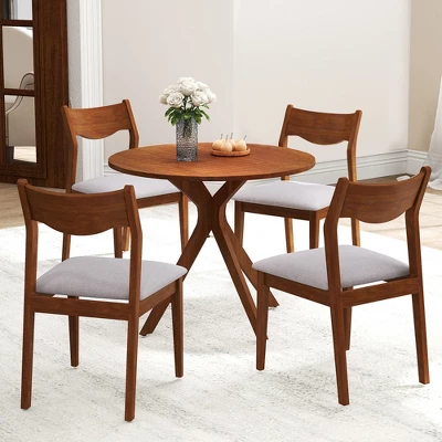 Tangkula Wooden Dining Chair Set Of 2 W/ Rubber Wood Frame Wide Padded Seat 3 Tangkula Wooden Dining Chair Set Of 2 W/ Rubber Wood Frame Wide Padded Seat - Image 3