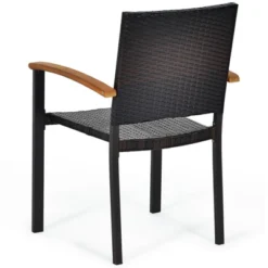 Tangkula Patio Rattan Dining Armchair Set of 4 – Wicker Chairs with Acacia Wood Armrests -Tangkula Shop GUEST 12071b03 5831 4180 b53b e010ad1fc2a7