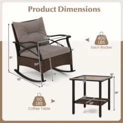 Tangkula 3 Pieces Outdoor Rocking Chairs Set Rattan Heavy Duty Cushioned Rocker Chairs With 2-Tier Tempered Glass Coffee Table 16 Tangkula 3 Pieces Outdoor Rocking Chairs Set Rattan Heavy Duty Cushioned Rocker Chairs With 2-Tier Tempered Glass Coffee Table -Tangkula Shop GUEST 121a1bf8 5f73 4eaa 8812 c41231d18aba