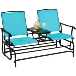 Tangkula Patio Loveseat Glider: 2-Person Outdoor Rocking Chair with Center Table -Tangkula Shop GUEST 12803e33 3d3f 498d 807c f42362c58ef0