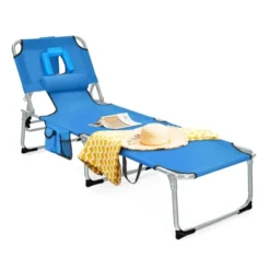 Tangkula Beach Lounge Chair Reclining Chair With 5 Adjustable Positions Detachable Pillow &Hand Ropes Blue/Black/Gray/Turquoise/Beige/Pink -Tangkula Shop GUEST 12a09b72 350f 4289 99b6 9cdef2452d18