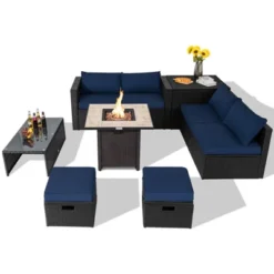 Tangkula 9-Piece Outdoor Wicker Sectional Set with Gas Fire Pit Table -Tangkula Shop GUEST 12a3db60 b72c 42c2 9f90 f51ba205b362