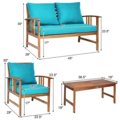 Tangkula 4pcs Wooden Patio Furniture Set Table & Sectional Sofa W/ Turquoise Cushion 16 Tangkula 4pcs Wooden Patio Furniture Set Table & Sectional Sofa W/ Turquoise Cushion -Tangkula Shop GUEST 12ac78c4 e0be 4c02 be4b f1ebb54ee6b4
