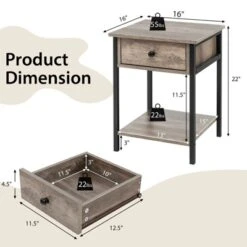 Tangkula Industrial End Side Table Nightstand With Drawer Shelf Rustic Grey Oak -Tangkula Shop GUEST 12b1da88 b9f9 40bd b8b8 5fdcf629e53d
