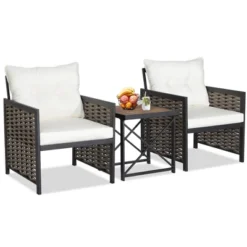 Tangkula Outdoor 3 Pieces Patio Rattan Chair & Coffee Table Set Furniture Set Backyard Poolside -Tangkula Shop GUEST 12d8425e 4c56 4f96 ae1e c76ede859a9e