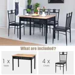 Tangkula 5 Piece Dining Set Wood Metal Table And Chairs Kitchen Furniture Black 10 Tangkula 5 Piece Dining Set Wood Metal Table And Chairs Kitchen Furniture Black -Tangkula Shop GUEST 132917e5 5f46 4319 9cca fb6051cccfac