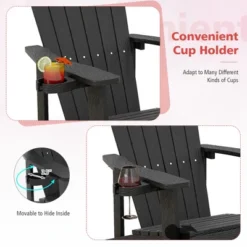 Tangkula Patio HIPS Outdoor Weather Resistant Slatted Chair Adirondack Chair W/ Cup Holder -Tangkula Shop GUEST 13301dd4 230b 47eb a078 db34ea10a619