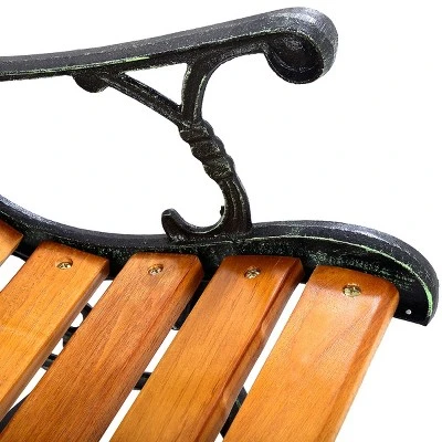 Tangkula Garden Iron Bench - 49" Outdoor Hardwood Porch & Path Chair 6 Tangkula Garden Iron Bench - 49" Outdoor Hardwood Porch & Path Chair - Image 6