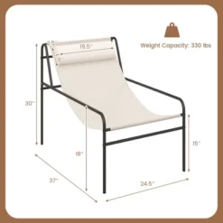 Tangkula Patio Sling Chair Modern Accent Chair W/ Removable Headrest & Sturdy Metal Frame -Tangkula Shop GUEST 13544620 a75a 4a88 8beb 61a7ecb7ea87