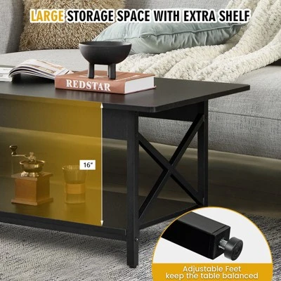 Tangkula Coffee Table Industrial 2-Tier W/ Storage Shelf &Storage Shelf For Living Room 6 Tangkula Coffee Table Industrial 2-Tier W/ Storage Shelf &Storage Shelf For Living Room - Image 6