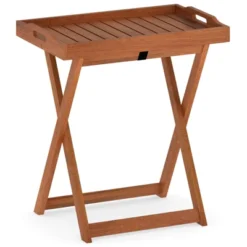 Tangkula Solid Wood Patio Tray Table with Removable Serving Top -Tangkula Shop GUEST 13904df3 54f9 48f8 85af ea749f3d502e