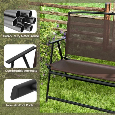 Tangkula Foldable 2-Person Garden Bench - Portable Outdoor Patio Loveseat 6 Tangkula Foldable 2-Person Garden Bench - Portable Outdoor Patio Loveseat - Image 6