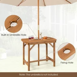 Tangkula Outdoor Fir Wood Dining Table 1.5" Umbrella Hole Yard Garden Natural Patio -Tangkula Shop GUEST 13d017c2 7fda 4f39 a1b7 d1a70157e580