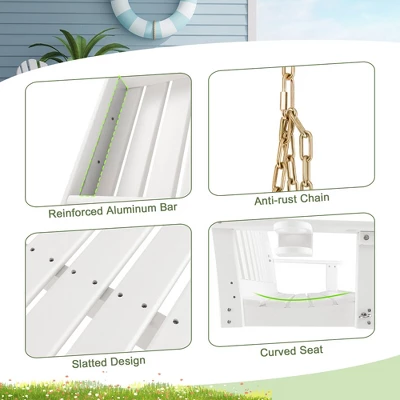 Tangkula 54" HDPE Outdoor Porch Swing with Cup Holder & Chains 8 Tangkula 54" HDPE Outdoor Porch Swing with Cup Holder & Chains - Image 8