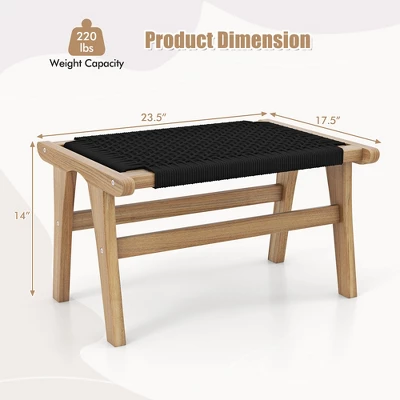 Tangkula 2PCS Teak Ottoman Footstool W/ Handwoven Cordage For Patio Porch Balcony Lawn 8 Tangkula 2PCS Teak Ottoman Footstool W/ Handwoven Cordage For Patio Porch Balcony Lawn - Image 8